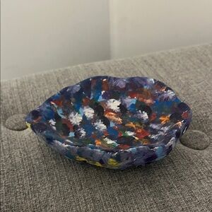 Abstract Multicolor Ceramic Art Dish